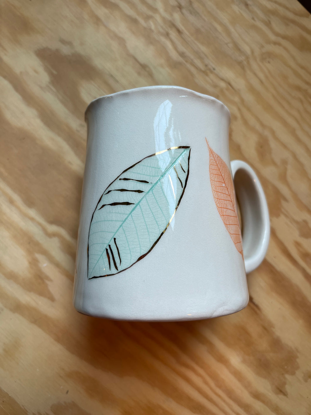 Sea Glass & Orange Leaves Mug