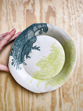 Load image into Gallery viewer, Teal &amp; Chartreuse Lace Dish
