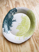 Load image into Gallery viewer, Teal &amp; Chartreuse Lace Dish
