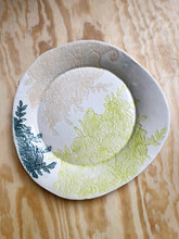Load image into Gallery viewer, Teal, Chartreuse &amp; Beige Lace Dish
