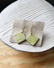 Load image into Gallery viewer, Chartreuse Lace Square Earrings
