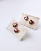 Load image into Gallery viewer, SALE! Red &amp; Gold Heart Studs
