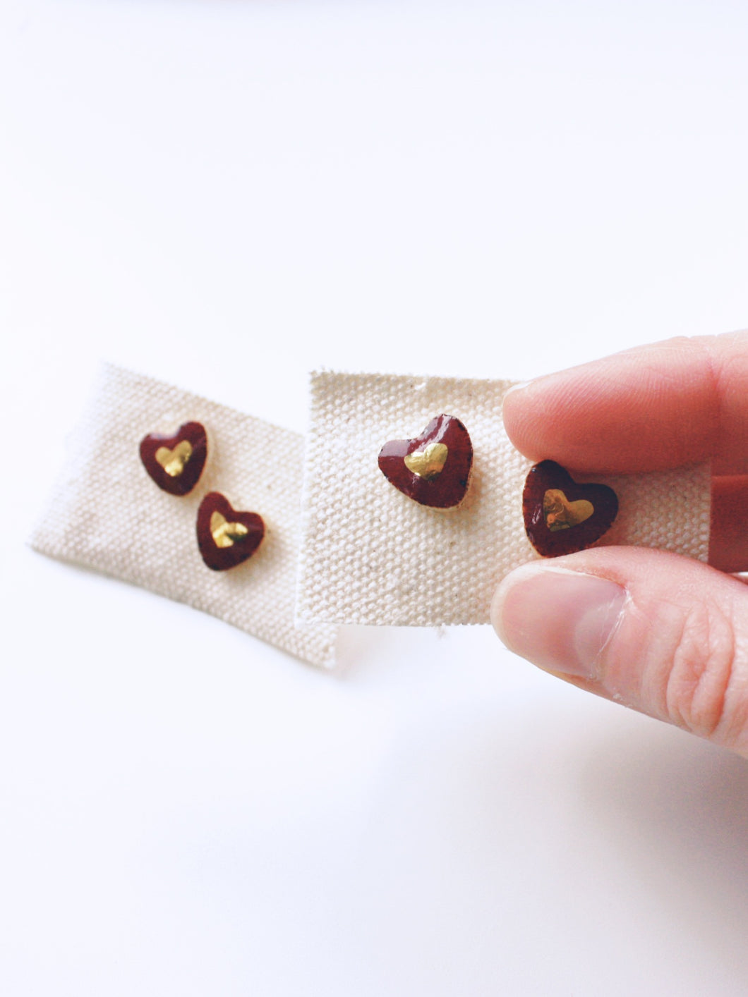 SALE! Red & Gold Heart Studs