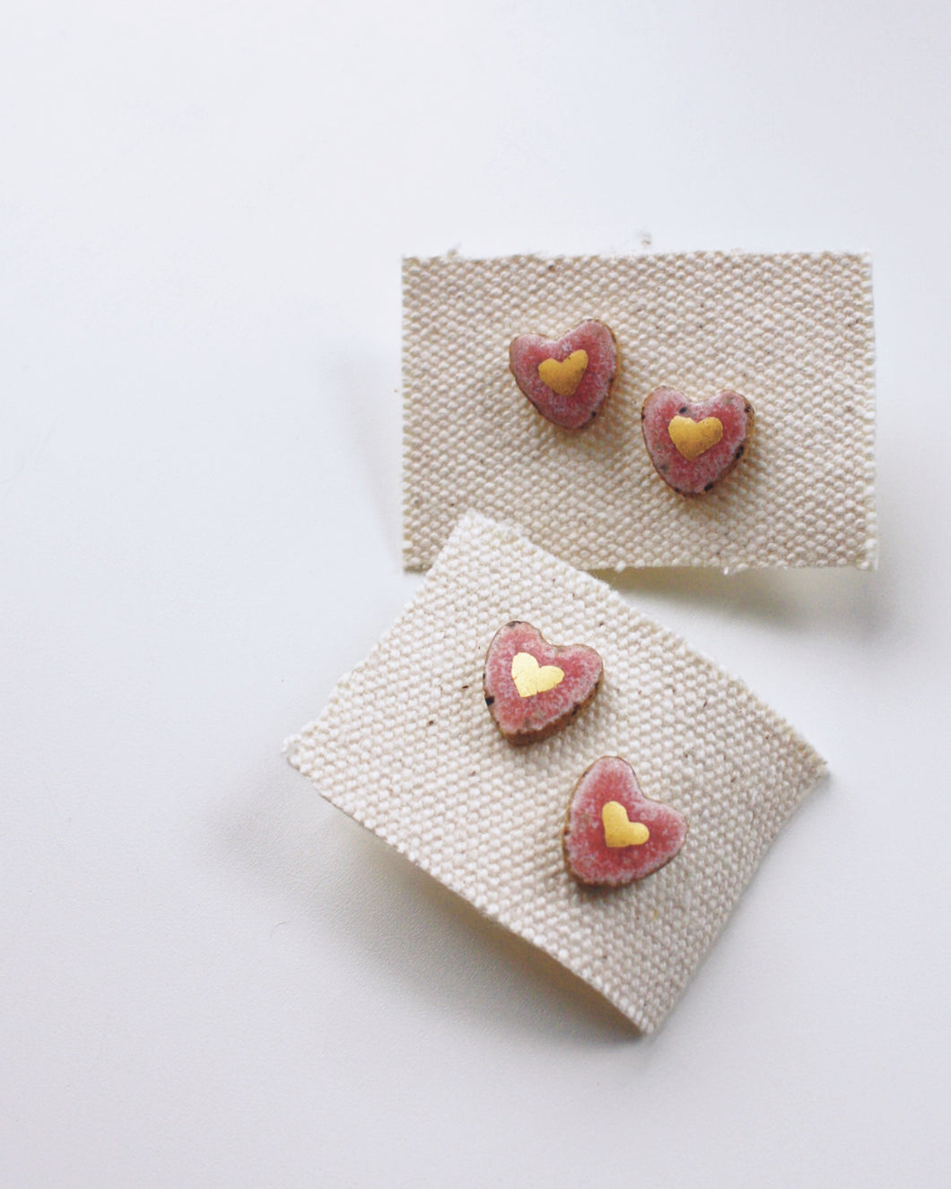 SALE! Pink & Gold Heart Studs