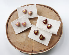 Load image into Gallery viewer, SALE! Pink &amp; Gold Heart Studs
